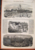 Original Old Antique Print 1857 Mayence Explosion Powder Magazine Church 19th