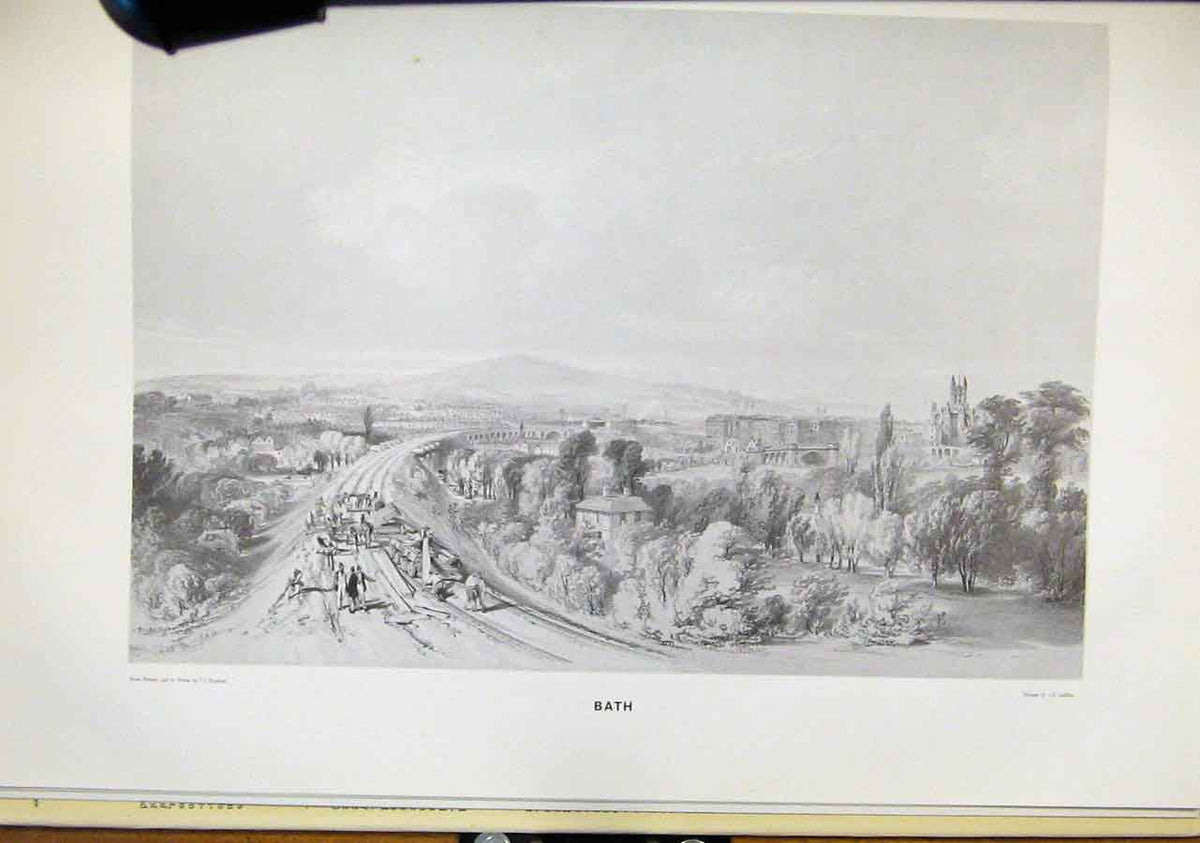 Original Old Vintage Print Bath Great Western Railway City View C1970 20th