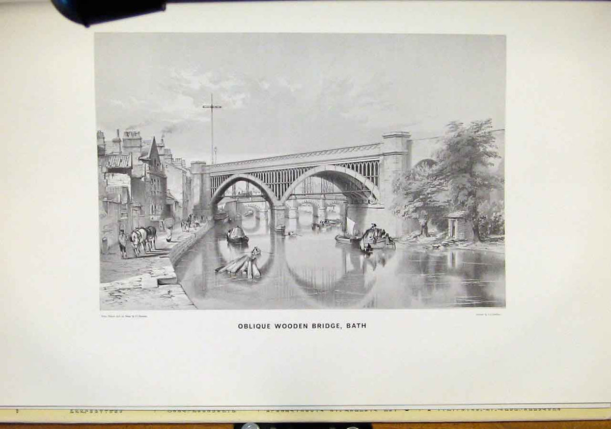 Old Vintage Print Oblique Wooden Bridge Bath Great Western Railway C1970 20th
