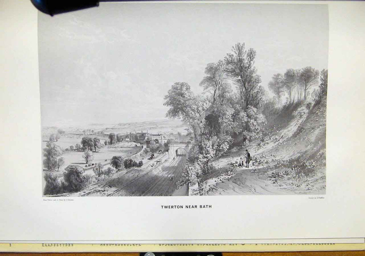 Original Old Antique Print Twerton Near Bath Great Western Railway
