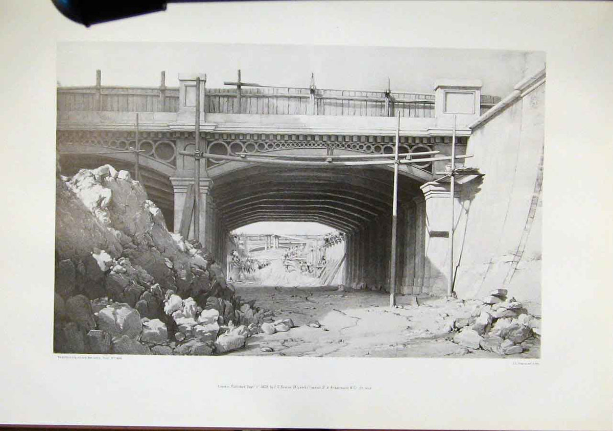 Original Old Vintage Print Hampstead Road Bridge Railway C1971 20th Century