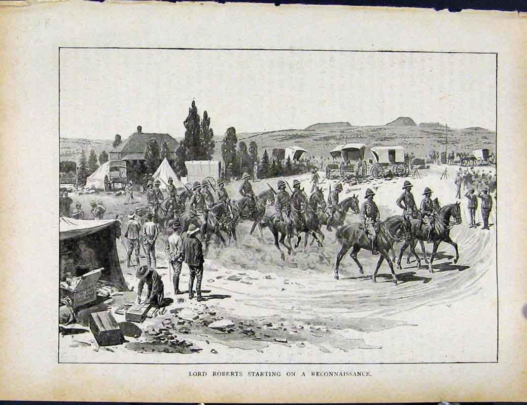 Old Antique Print Boer War By Richard Danes Lord Roberts Reconnaissance