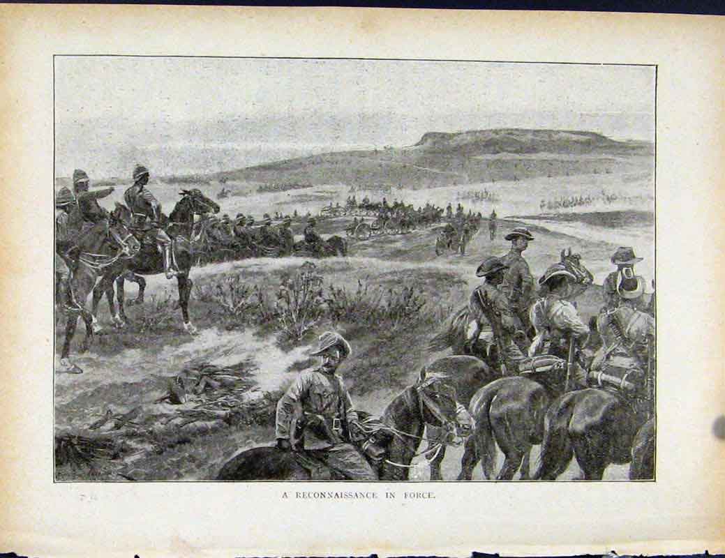 Original Old Antique Print Boer War By Richard Danes Reconnaissance In Force