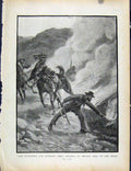 Original Old Antique Print Boer War By Richard Danes Dutchmen Set Fire To Grass