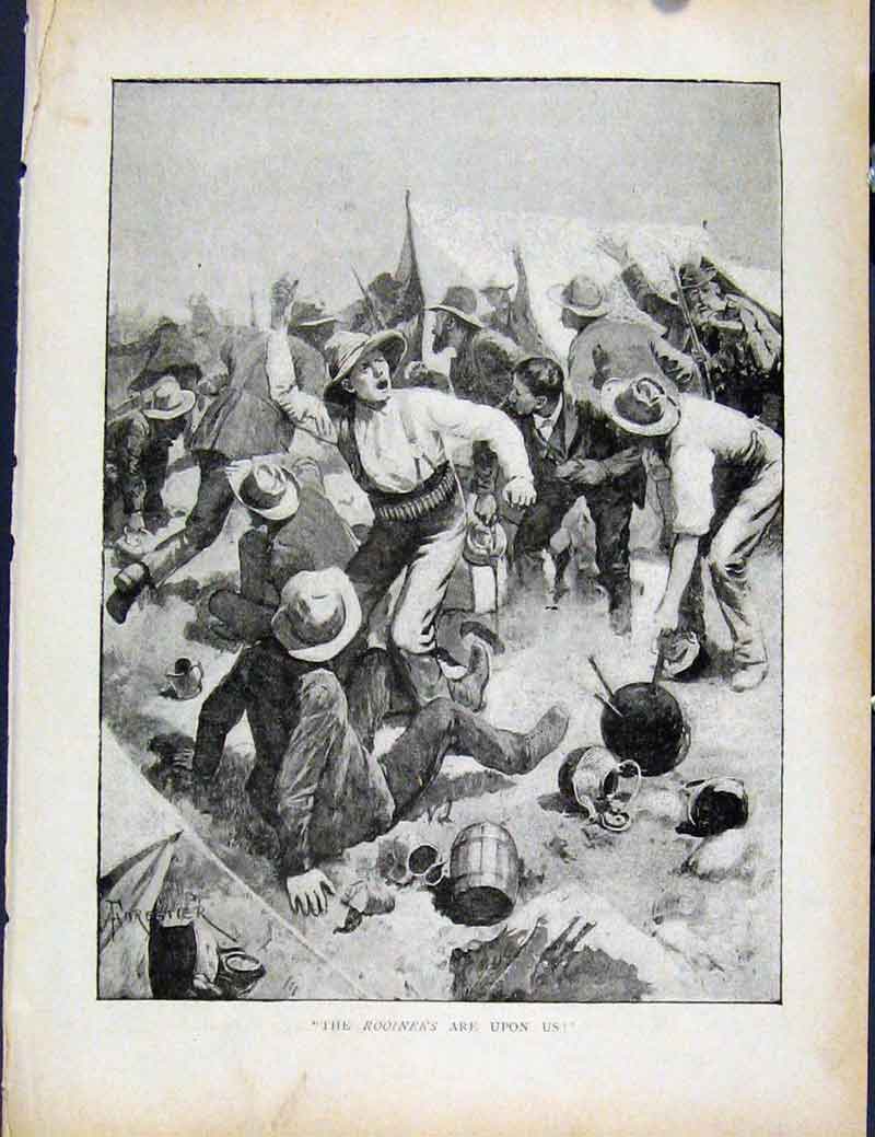 Original Old Antique Print Boer War By Richard Danes Rooineks Are Upon Us