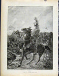 Original Old Antique Print Boer War By Richard Danes Halt Stop Marching