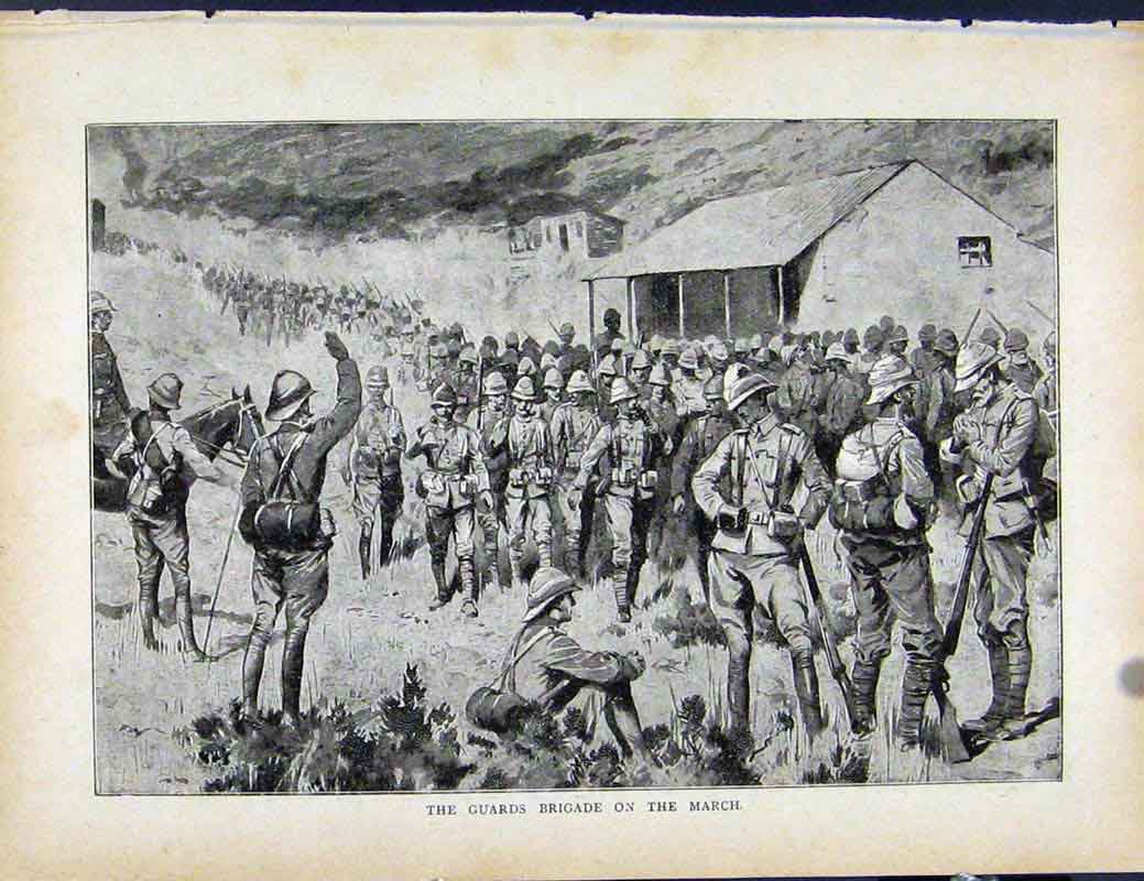 Original Old Antique Print Guards Brigade March