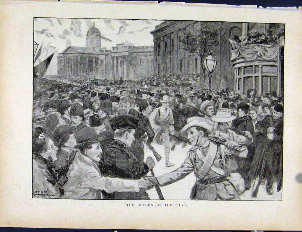 Original Old Antique Print Boer War By Richard Danes Return Civs