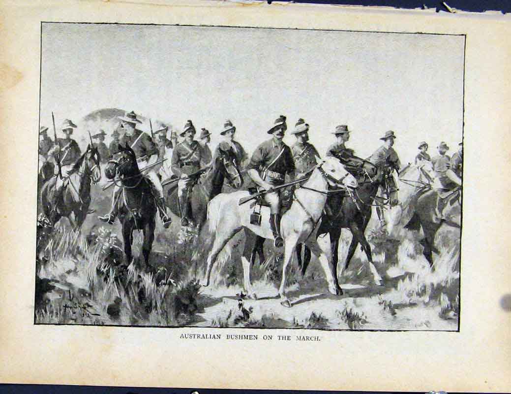 Original Old Antique Print Boer War By Richard Danes Last Cartridge