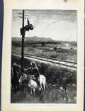 Original Old Antique Print Boer War By Richard Danes Wire Cutting Dangerous