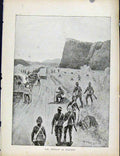 Original Old Antique Print Boer War By Richard Danes Retreat To Molteno