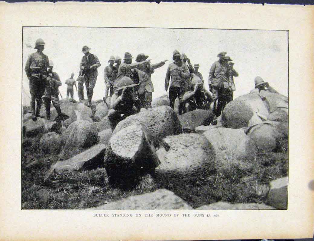 Old Antique Print Boer War By Richard Danes Buller Standing On The Mound