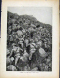 Original Old Antique Print Boer War By Richard Danes Went Up Hill Like Cats
