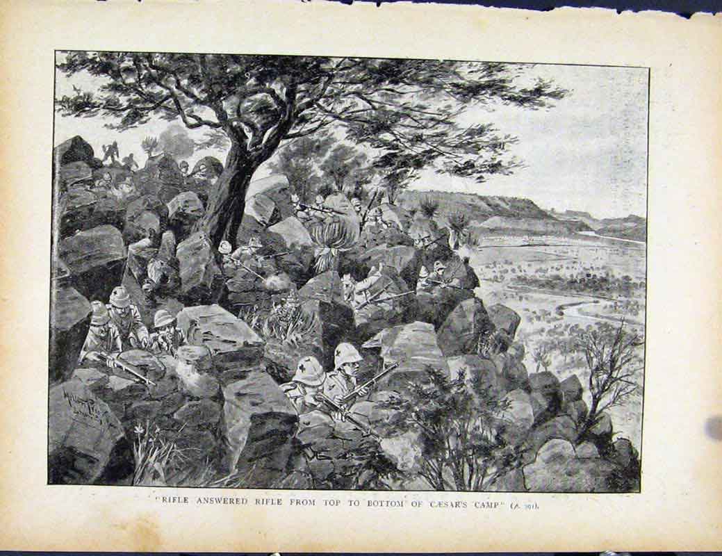 Old Antique Print Boer War By Richard Danes Rifle Answered Rifle Caesars