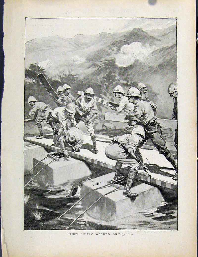 Original Old Antique Print Boer War By Richard Danes Carried On Working
