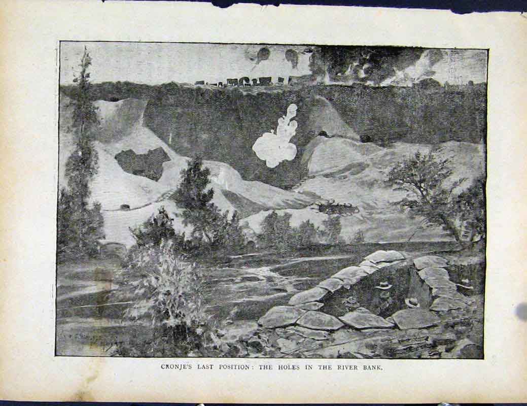 Old Antique Print Boer War By Richard Danes Cronjes Lasst Position River