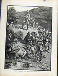 Original Old Antique Print Boer War By Richard Danes Boer Wounded Green Hill