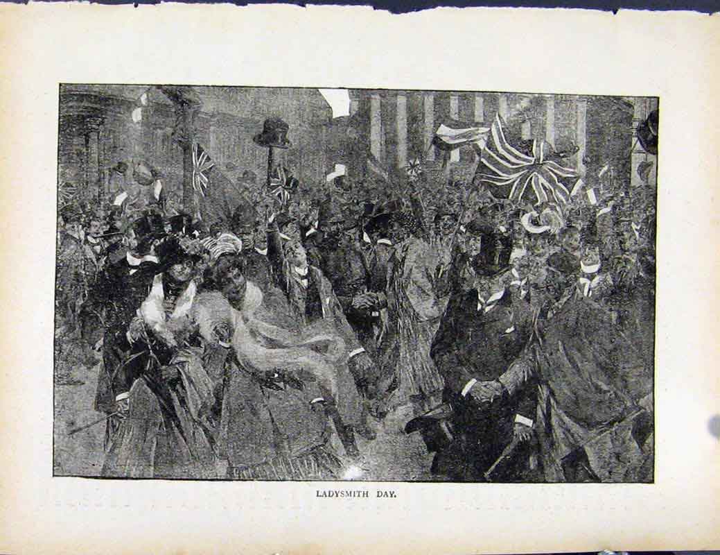 Original Old Antique Print Boer War By Richard Danes Ladysmith Day Fine Art