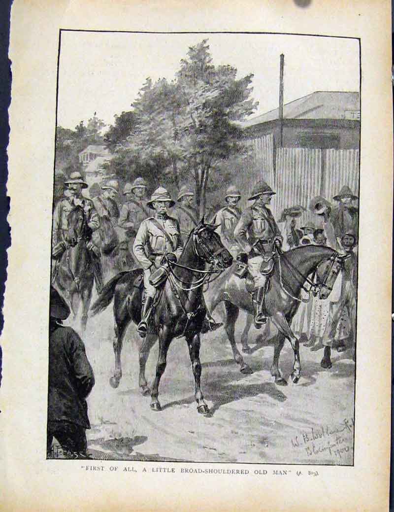 Original Old Antique Print Boer War By Richard Danes Broad Shouldered Man