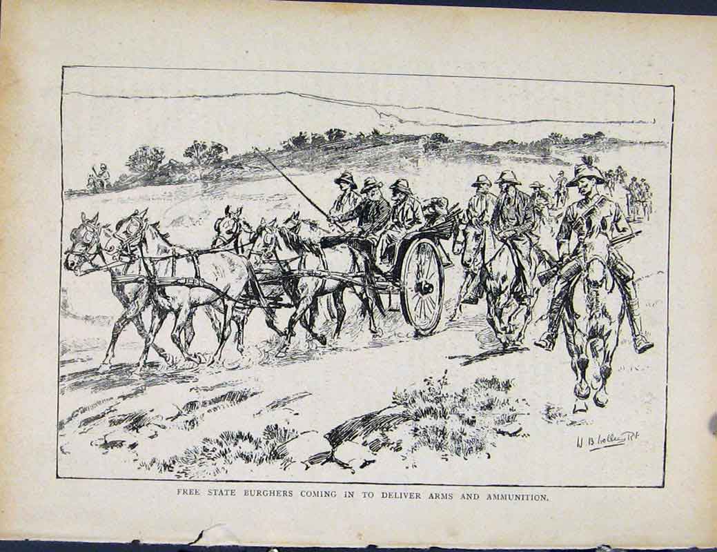 Old Antique Print Boer War Richard Danes Free State Burghers Deliver Arms