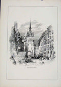 Original Old Antique Print High Street Berne Fine Art C1890 Switzerland 19th
