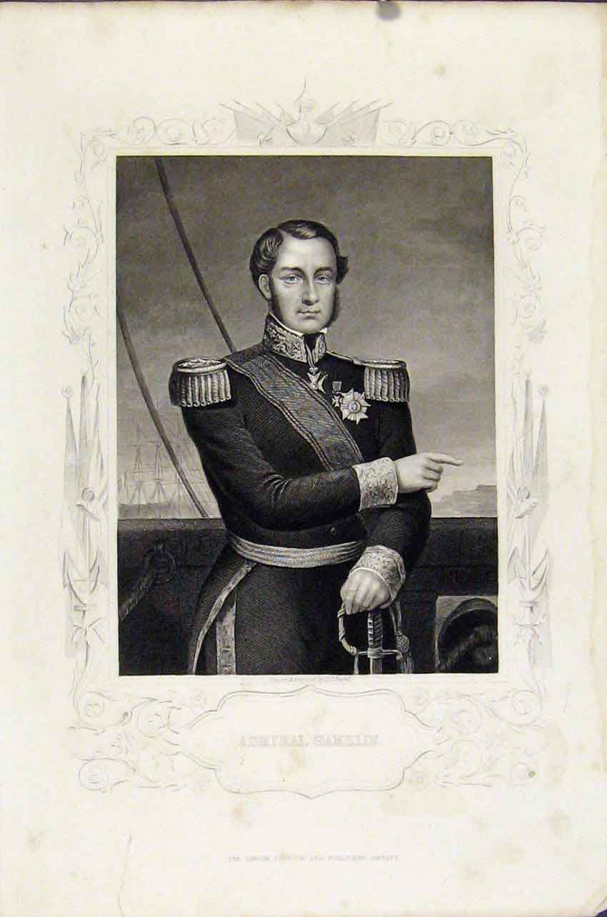 Original Old Antique Print Portrait Admiral Hamelin Fine Art 18th Century