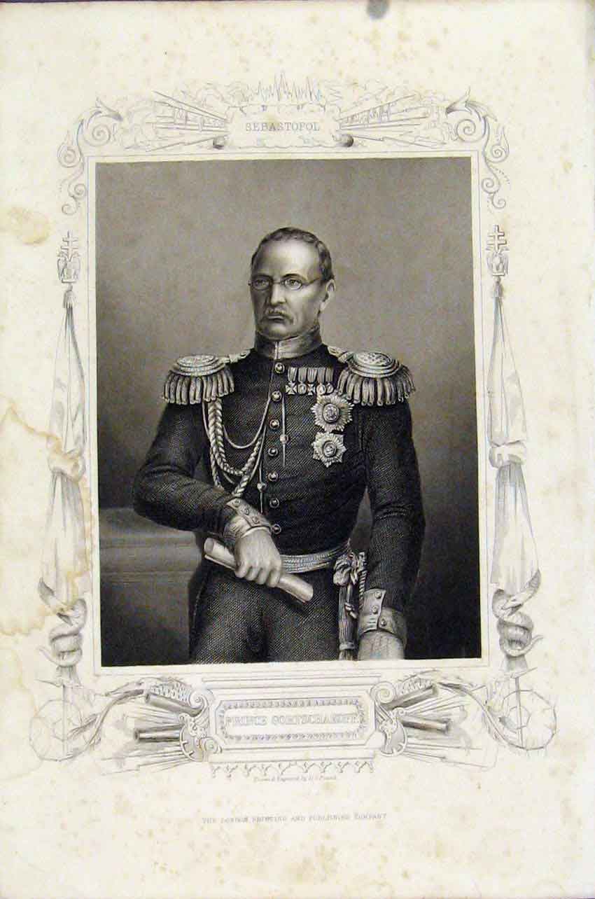 Original Old Antique Print Portrait Prince Gortschakoff Fine Art