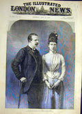 Original Old Antique Print 1889 Earl Fife Princess Louise Wales Portrait 19th