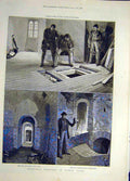 Original Old Antique Print 1887 -Well Round-Tower Windsor Castle Sally-Port 19th