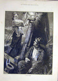 Original Old Antique Print 1883 Cheering-Gleam Light Boat Knowles 19th