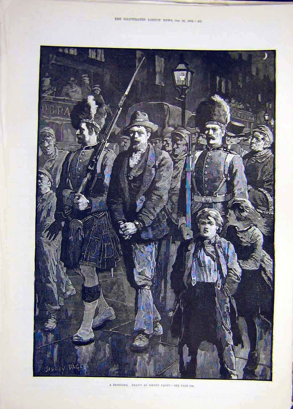 Original Old Antique Print 1884 Deserter Paget Prisoner Sier Troops Victorian