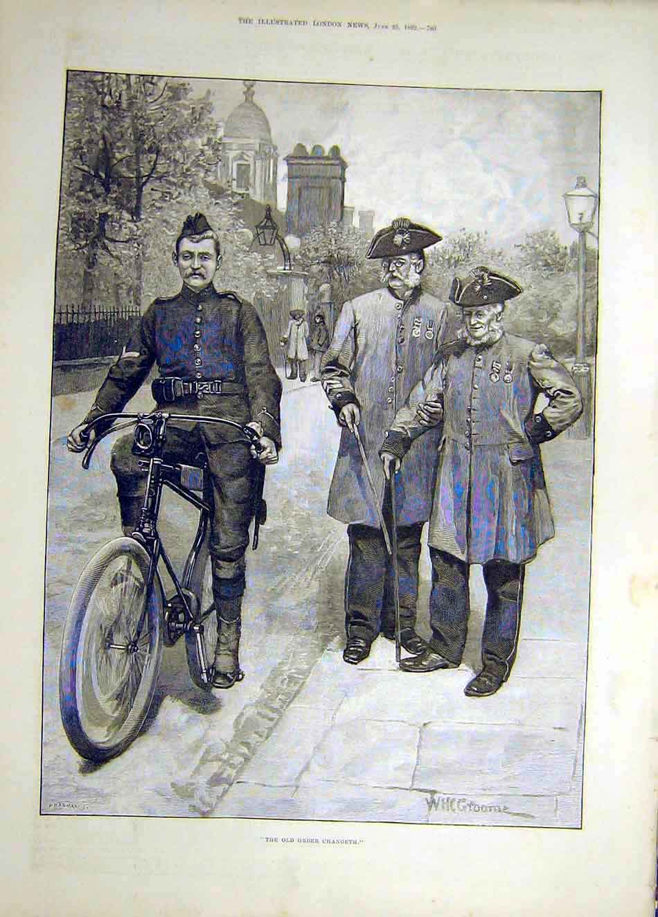Original Old Antique Print 1892 Military Officers Retired Siers 19th