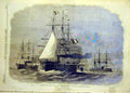 Original Old Antique Print 1870 War French Fleet Baltic Flagship Serveillante