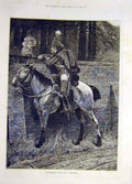 Original Old Antique Print 1886 Reconnoitering Sier Lady Woodville Fine Art 19th