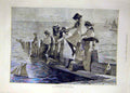 Original Old Antique Print 1886 Little-Anglers Rossi Fine Art Children Fishing