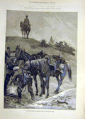 Original Old Antique Print 1885 War East Bernard Bulgarian Outpost Picket Nish
