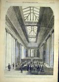 Original Old Antique Print 1855 Bank London Hall Commerce Threadneedle Street