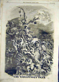 Original Old Antique Print 1856 Christmas Tree Sketch Bible Drawing Victorian