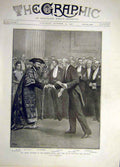 Original Old Antique Print 1902 Prime-Minister Mansion House Mayor Balfour 20th