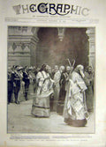 Original Old Antique Print 1902 Shipka Celebratins Procession Memorial Church