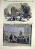 Original Old Antique Print 1846 Christmas Church Dodgson Germany Luther Family