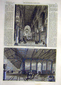 Original Old Antique Print 1860 Chapel Royal Palermoi Campo-Santo Pisa Cemetery