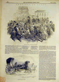 Original Old Antique Print 1847 Sketches Spain Queen Madrid Bull-Fight Victorian