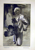 Original Old Antique Print 1886 Turkey Egypt Christmas Cairo Seymour Victorian
