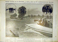 Original Old Antique Print 1906 Cambridge Harvard Practicve Boat Race Prince