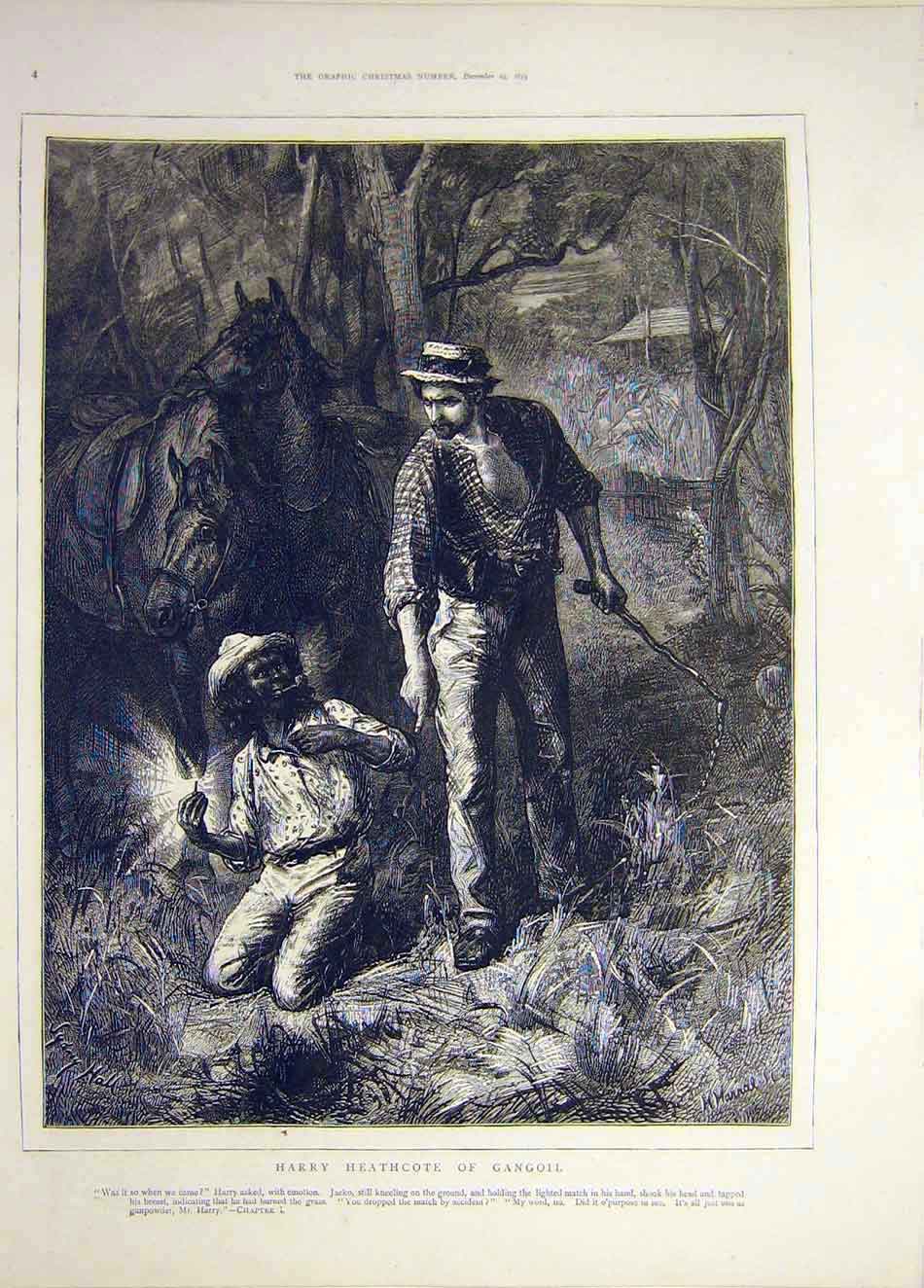 Original Old Antique Print 1873 Harry-Heathcote Gangoil Jacko Sketch Victorian