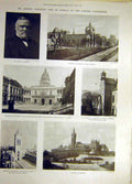 Original Old Antique Print 1901 Carnegie Scottish University Aberdeen Glasgow