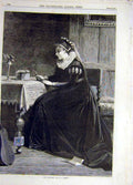 Original Old Antique Print 1870 -Treasures Roberts Lady Rose Fine Art Victorian