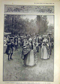 Original Old Antique Print 1906 Gilchrist Forestier Dance Story People Christmas