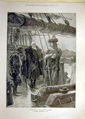 Original Old Antique Print 1900 D'Arfet'S Vengeance Ship English Gentleman 20th